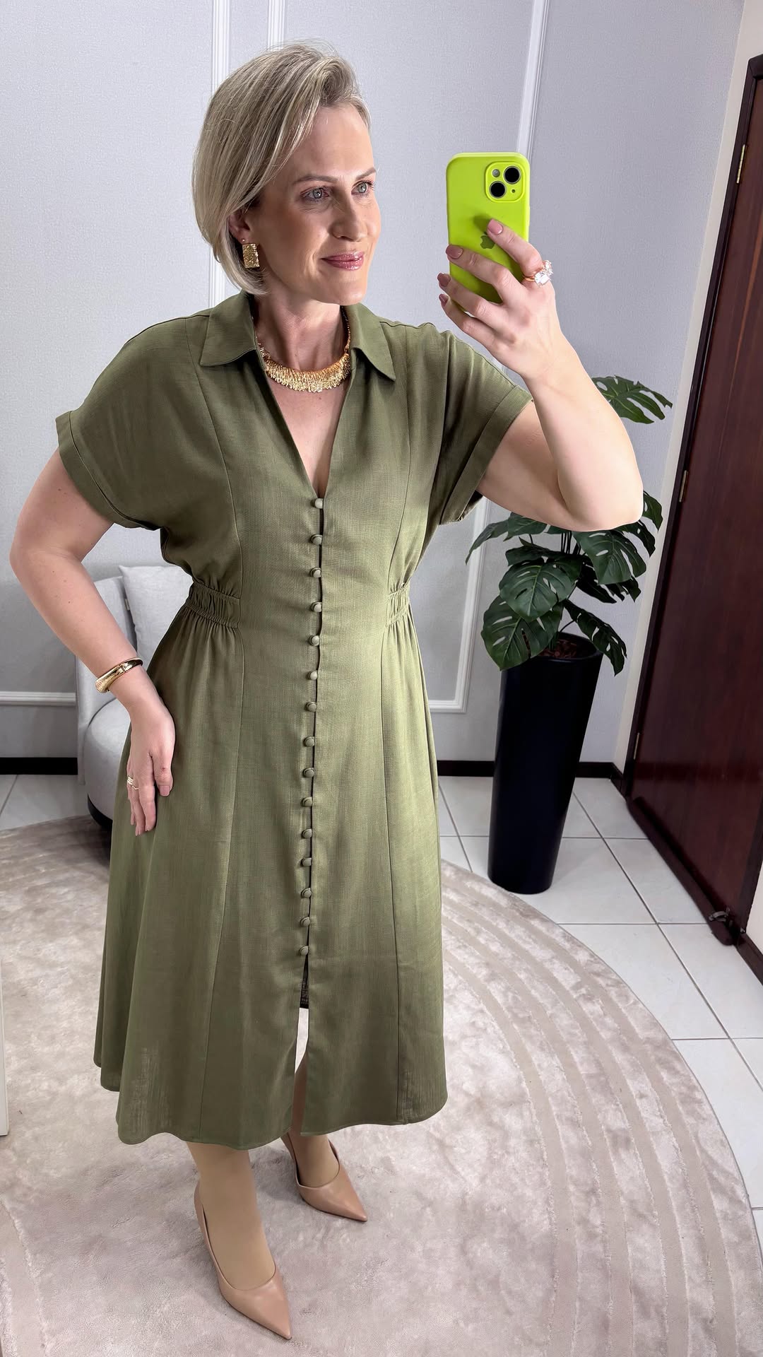Vestido em Linho com viscose